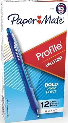 Paper Mate Profile Retractable Ballpoint Pens, Bold 1.4mm, Blue, 12 Count (144 Pens Total) | Smooth Ink Flow Writing Instrument thumbnail 1