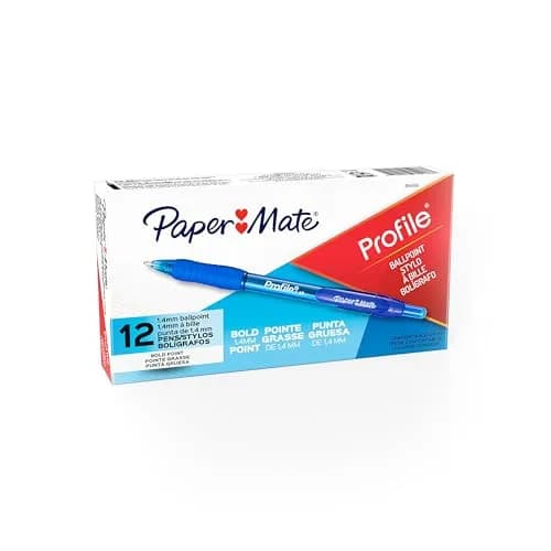 Paper Mate Profile Retractable Ballpoint Pens, Bold 1.4mm, Blue, 12 Count (144 Pens Total) | Smooth Ink Flow Writing Instrument thumbnail 9