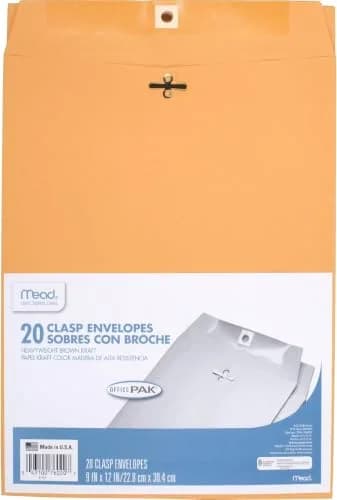 Mead 9" x 12" Clasp Envelopes | Brown Kraft Paper, 240 Count Bulk Pack thumbnail 1