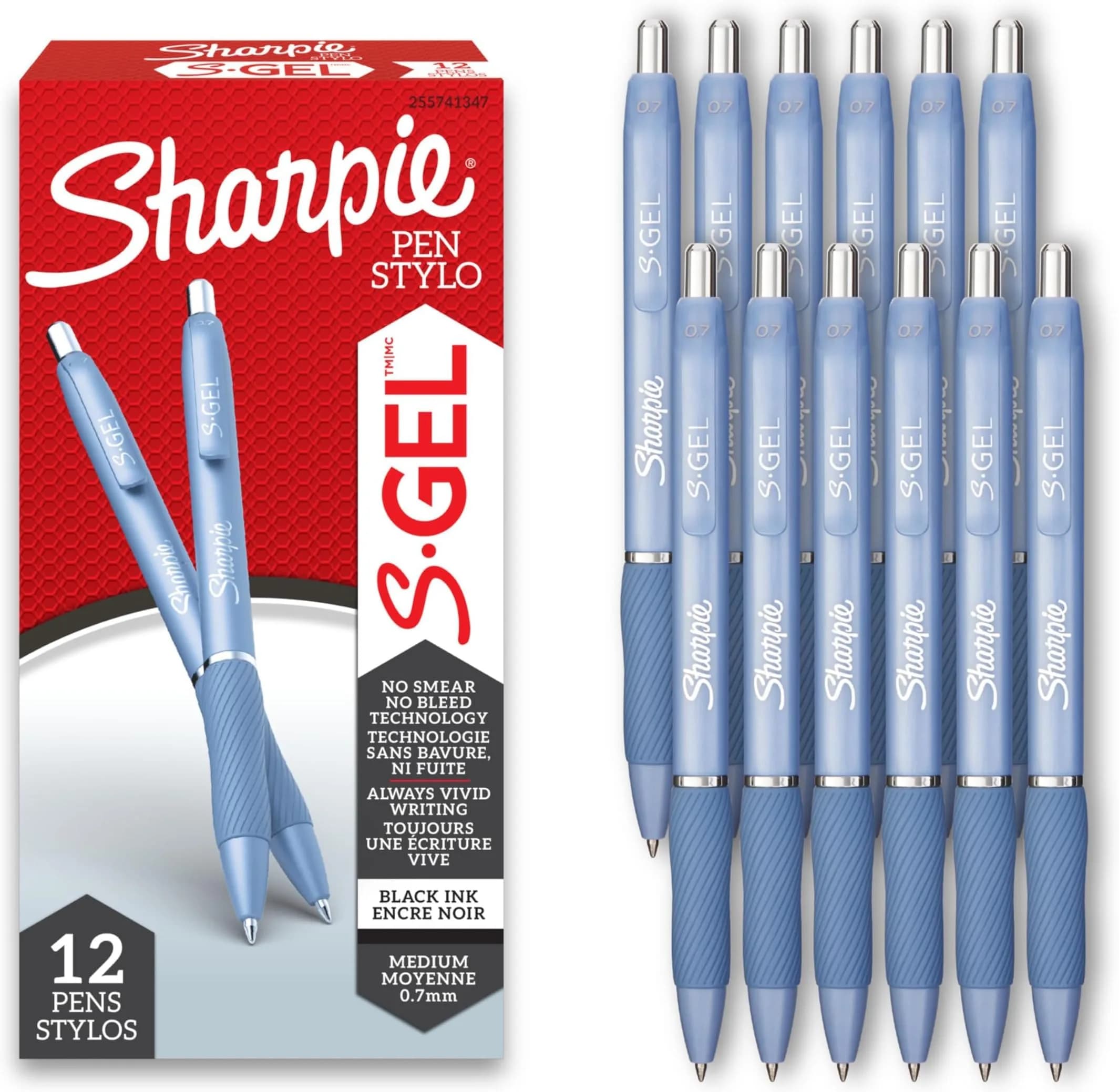 SHARPIE S-Gel Gel Pens, Pearl White Body, Black Ink, Medium Point (0.7mm), Pack of 144 | Smooth Ink Flow for Students & Office — Frost Blue