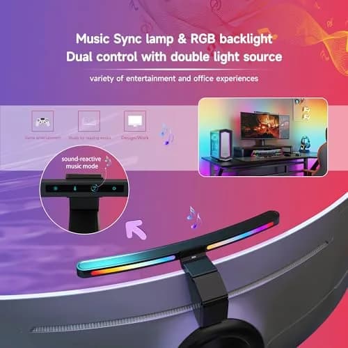 ONWAY Curved Monitor Light Bar with RGB Backlight, Wireless Remote Control, 17.91 inch (45.5 cm) | Eye-Care Lamp for Gaming & Office thumbnail 7
