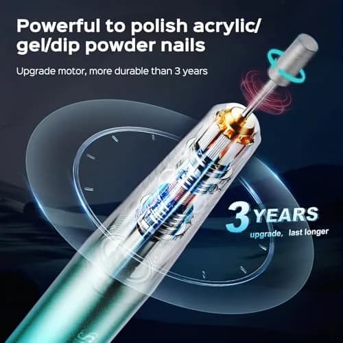 COSLUS C40 Electric Nail Drill Professional Gradient Blue | Precise Dial Speed Control, 6-Bit Kit thumbnail 5
