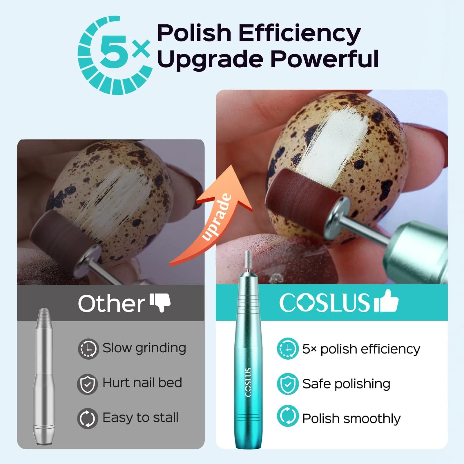 COSLUS C40 Electric Nail Drill for Acrylics & Gel - Gradient Blue Portable Manicure Pedicure Tool - view 2