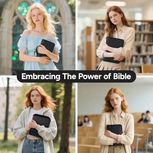 BellaHold Adjustable Bible Cover with 75 Bible Tabs - Black L Size | Waterproof Quilted Fabric for Study thumbnail 8