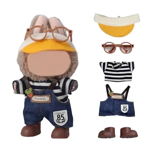 Eyancotoi 17cm Doll Clothes Set with Hat, Glasses, Top, Pants & Shoes | Style 1 (1-Pack) thumbnail 1