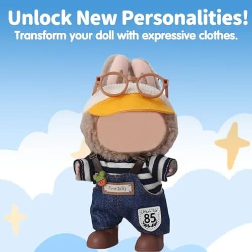 Eyancotoi 17cm Doll Clothes Set with Hat, Glasses, Top, Pants & Shoes | Style 1 (1-Pack) thumbnail 5