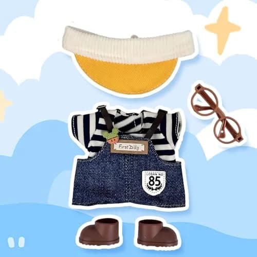 Eyancotoi 17cm Doll Clothes Set with Hat, Glasses, Top, Pants & Shoes | Style 1 (1-Pack) thumbnail 6