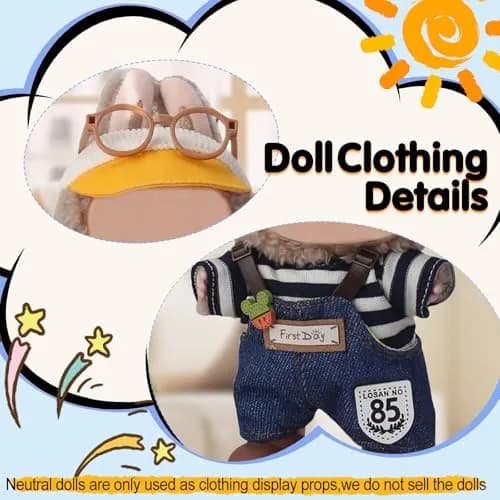 Eyancotoi 17cm Doll Clothes Set with Hat, Glasses, Top, Pants & Shoes | Style 1 (1-Pack) thumbnail 3