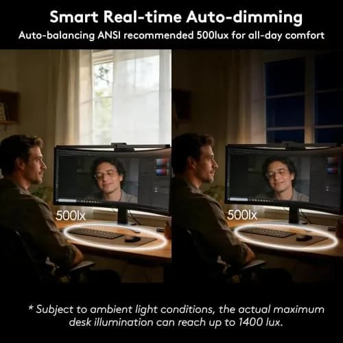 Quntis Curved Monitor Light Bar for 34"+ Ultrawide | Eye-Care Glare-Free Desk Light thumbnail 5