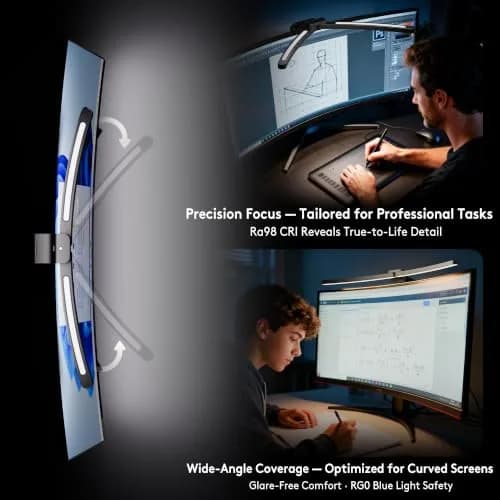 Quntis Curved Monitor Light Bar for 34"+ Ultrawide | Eye-Care Glare-Free Desk Light thumbnail 2