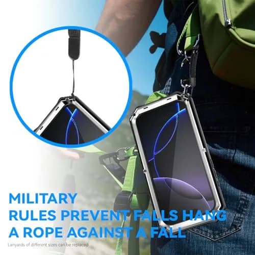 Lunivop for iPhone 17 Pro Max Case Metal Heavy Duty Military Silver | 20 FT Drop & Built-in Screen Protector thumbnail 4