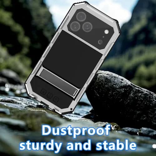Lunivop for iPhone 17 Pro Max Case Metal Heavy Duty Military Silver | 20 FT Drop & Built-in Screen Protector thumbnail 5