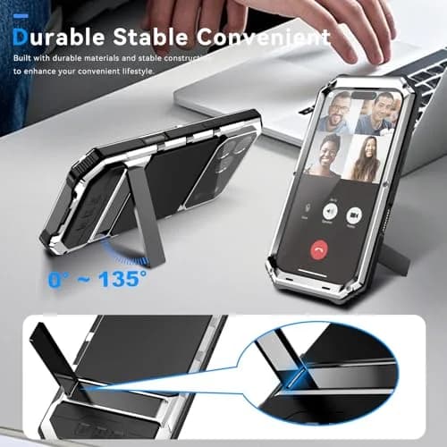Lunivop for iPhone 17 Pro Max Case Metal Heavy Duty Military Silver | 20 FT Drop & Built-in Screen Protector thumbnail 6