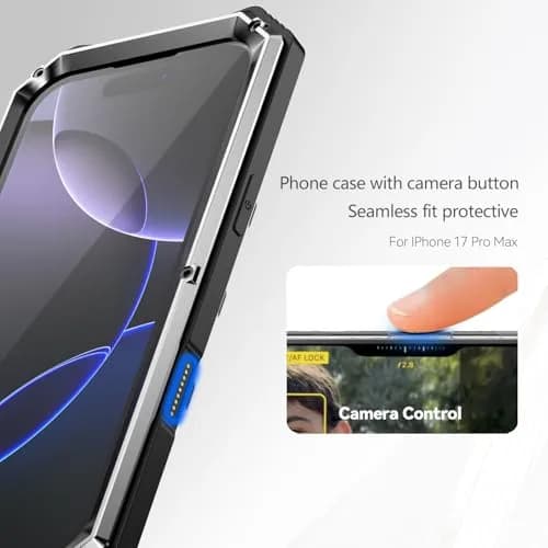 Lunivop for iPhone 17 Pro Max Case Metal Heavy Duty Military Silver | 20 FT Drop & Built-in Screen Protector thumbnail 8