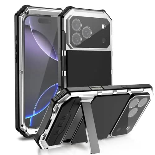 Lunivop for iPhone 17 Pro Max Case Metal Heavy Duty Military Silver | 20 FT Drop & Built-in Screen Protector thumbnail 9
