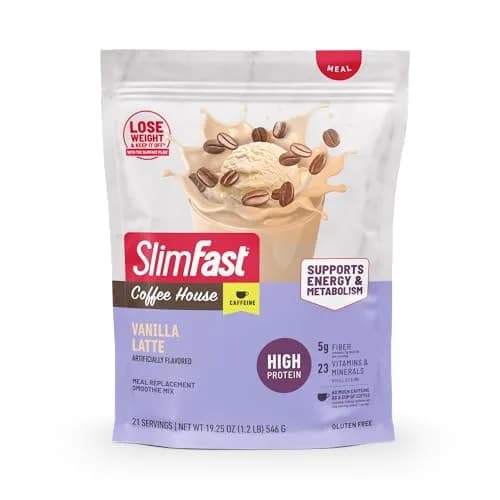 SlimFast High Protein Meal Replacement Powder, Vanilla Latte, 19.25 Oz | Caffeine & Vitamin Blend thumbnail 1