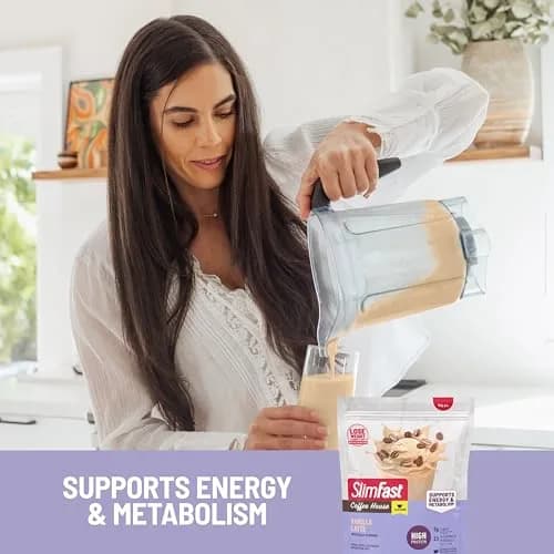 SlimFast High Protein Meal Replacement Powder, Vanilla Latte, 19.25 Oz | Caffeine & Vitamin Blend thumbnail 6
