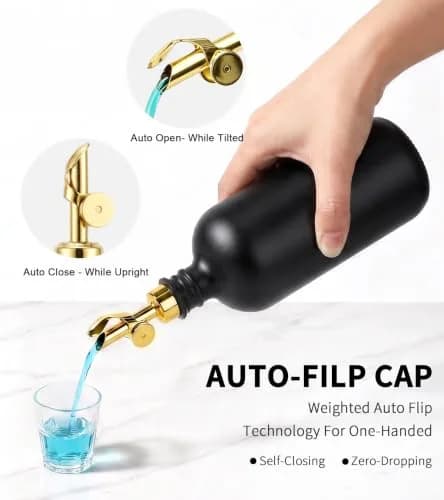 TOLDATLI Black 17oz Glass Mouthwash Dispenser with Cup | Matte Finish, Auto Flip Cap thumbnail 4