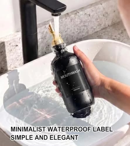 TOLDATLI Black 17oz Glass Mouthwash Dispenser with Cup | Matte Finish, Auto Flip Cap thumbnail 5