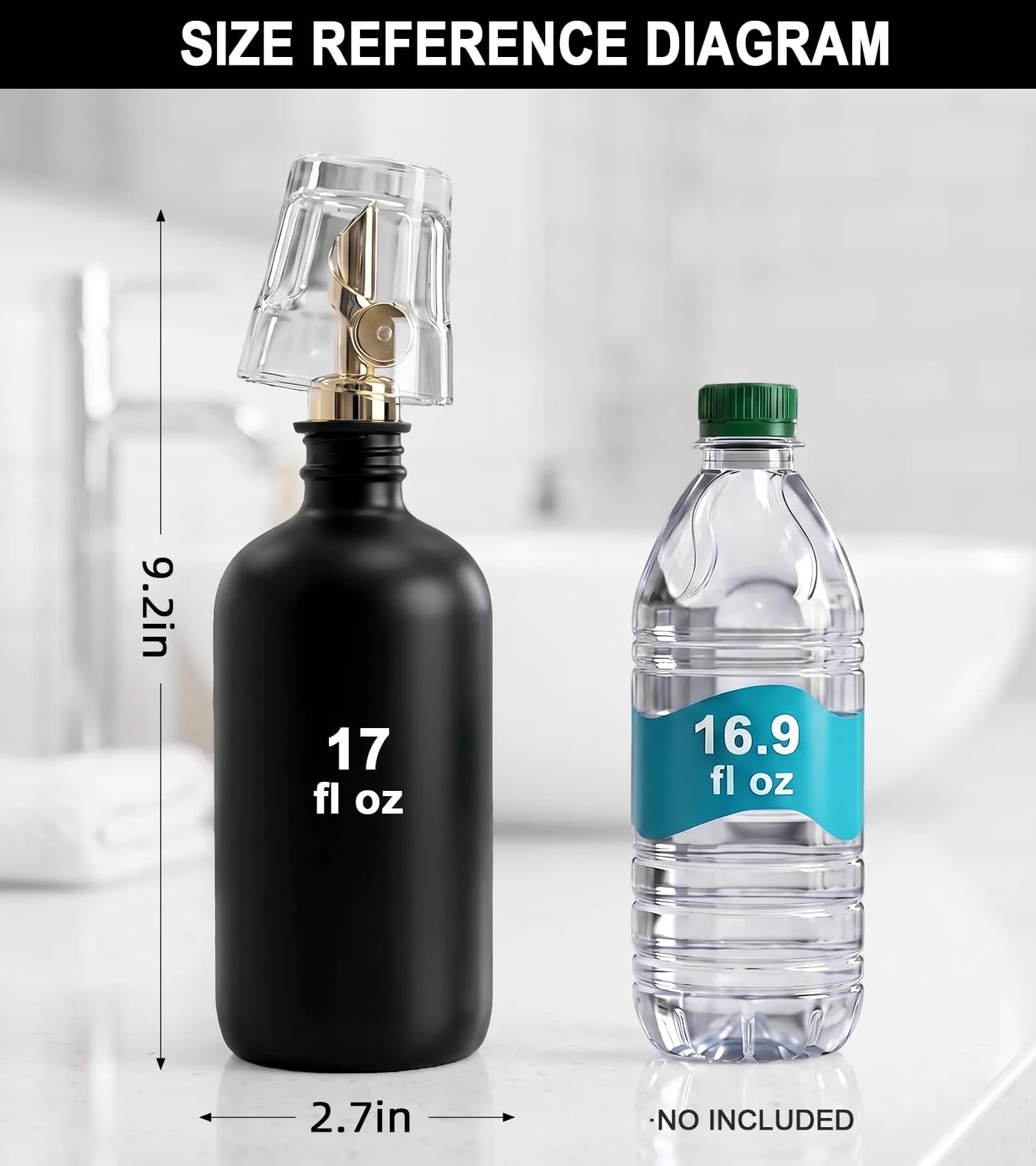 TOLDATLI Black 17oz Glass Mouthwash Dispenser with Cup | Matte Finish, Auto Flip Cap - view 2