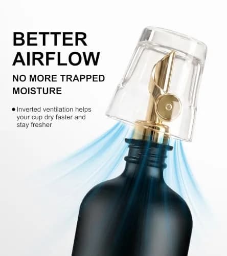 TOLDATLI Black 17oz Glass Mouthwash Dispenser with Cup | Matte Finish, Auto Flip Cap thumbnail 3