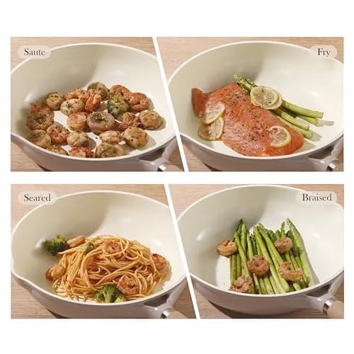 CAROTE 10 inch Ceramic Frying Pan with Lid | 25 cm (10 inch) Diameter, Taupe thumbnail 6