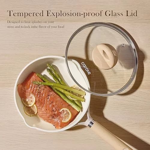 CAROTE 10 inch Ceramic Frying Pan with Lid | 25 cm (10 inch) Diameter, Taupe thumbnail 7