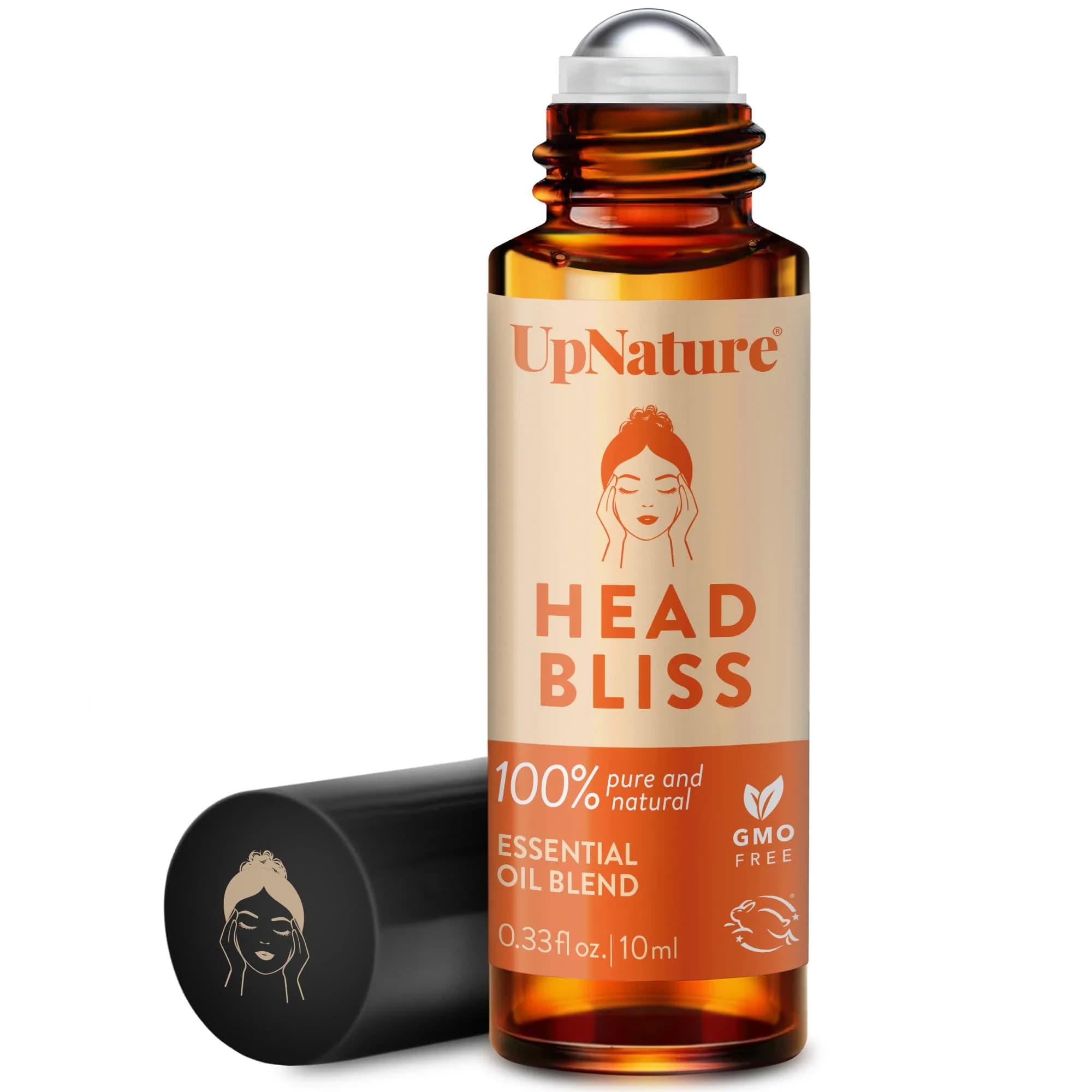 UpNature Head Bliss Essential Oil Roll On Stick 10ml (0.33 Fl Oz) | Soothing Cooling Comfort for Tension Headaches — 0.33 Fl Oz
