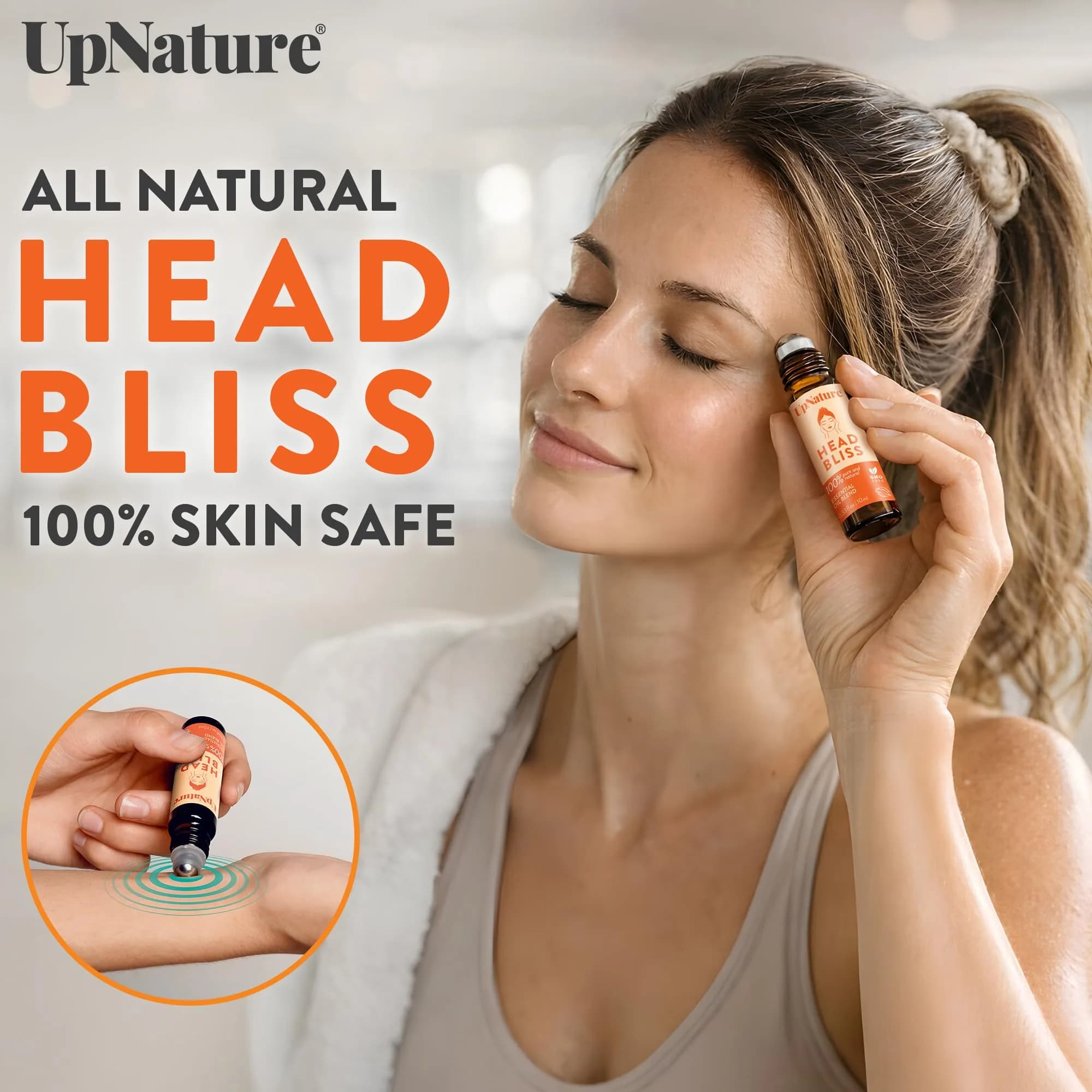 UpNature Head Bliss Essential Oil Roll On Stick 10ml (0.33 Fl Oz) | Soothing Cooling Comfort for Tension Headaches - view 2
