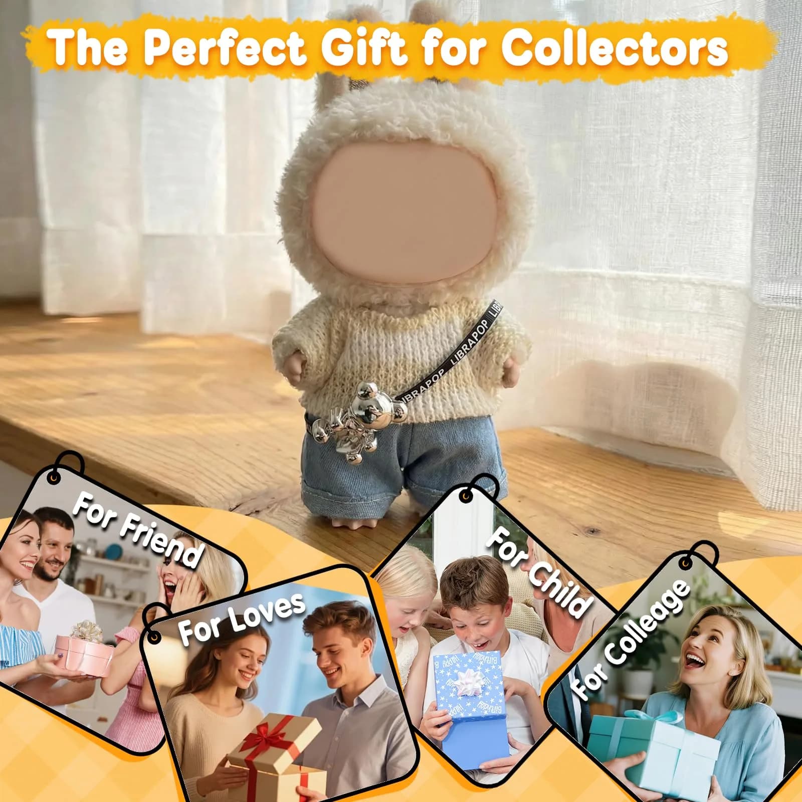 Eyancotoi 17cm Doll Clothes Set (Sweater, Jeans, Pants) | Style 4, 3-Piece Outfit for 17cm Dolls - view 6