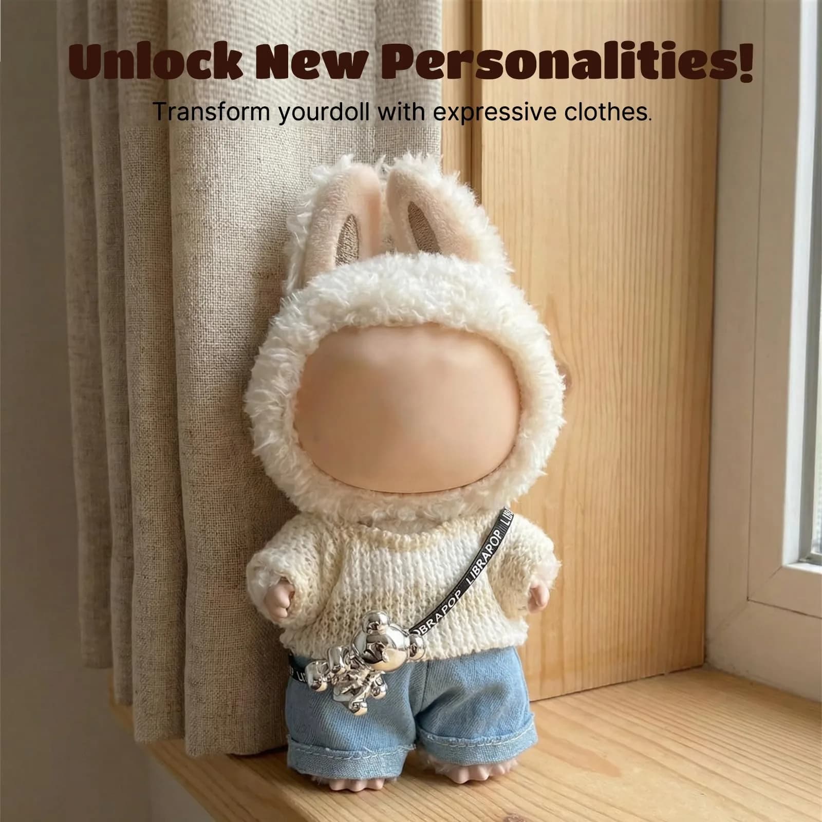Eyancotoi 17cm Doll Clothes Set (Sweater, Jeans, Pants) | Style 4, 3-Piece Outfit for 17cm Dolls - view 3
