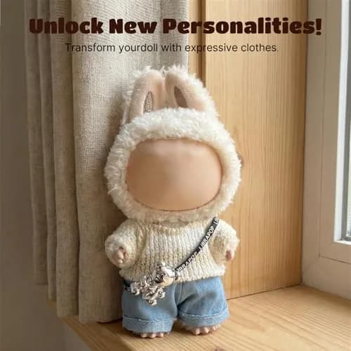 Eyancotoi 17cm Doll Clothes Set (Sweater, Jeans, Pants) | Style 4, 3-Piece Outfit for 17cm Dolls thumbnail 3