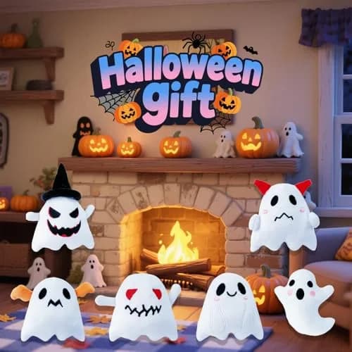 Rdogeia 18PCS Halloween Ghost Plush Toy Set | Bulk Goodie Bag Fillers for Kids thumbnail 6