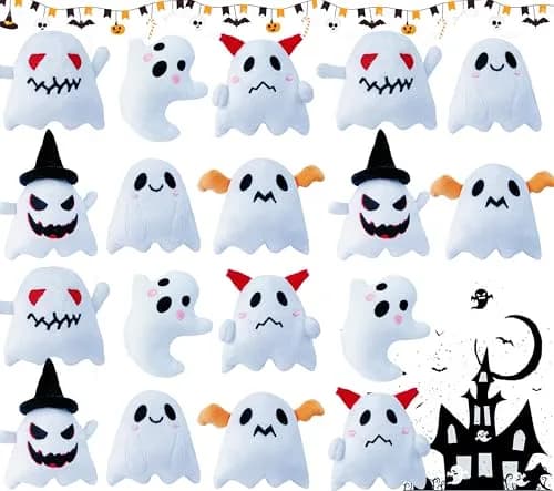 Rdogeia 18PCS Halloween Ghost Plush Toy Set | Bulk Goodie Bag Fillers for Kids thumbnail 8