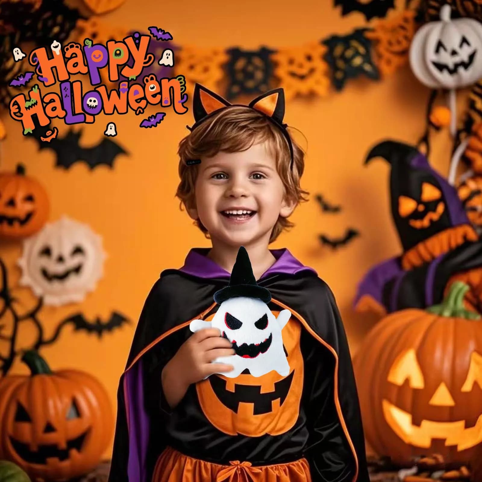 Rdogeia 18PCS Halloween Ghost Plush Toy Set | Bulk Goodie Bag Fillers for Kids thumbnail 5