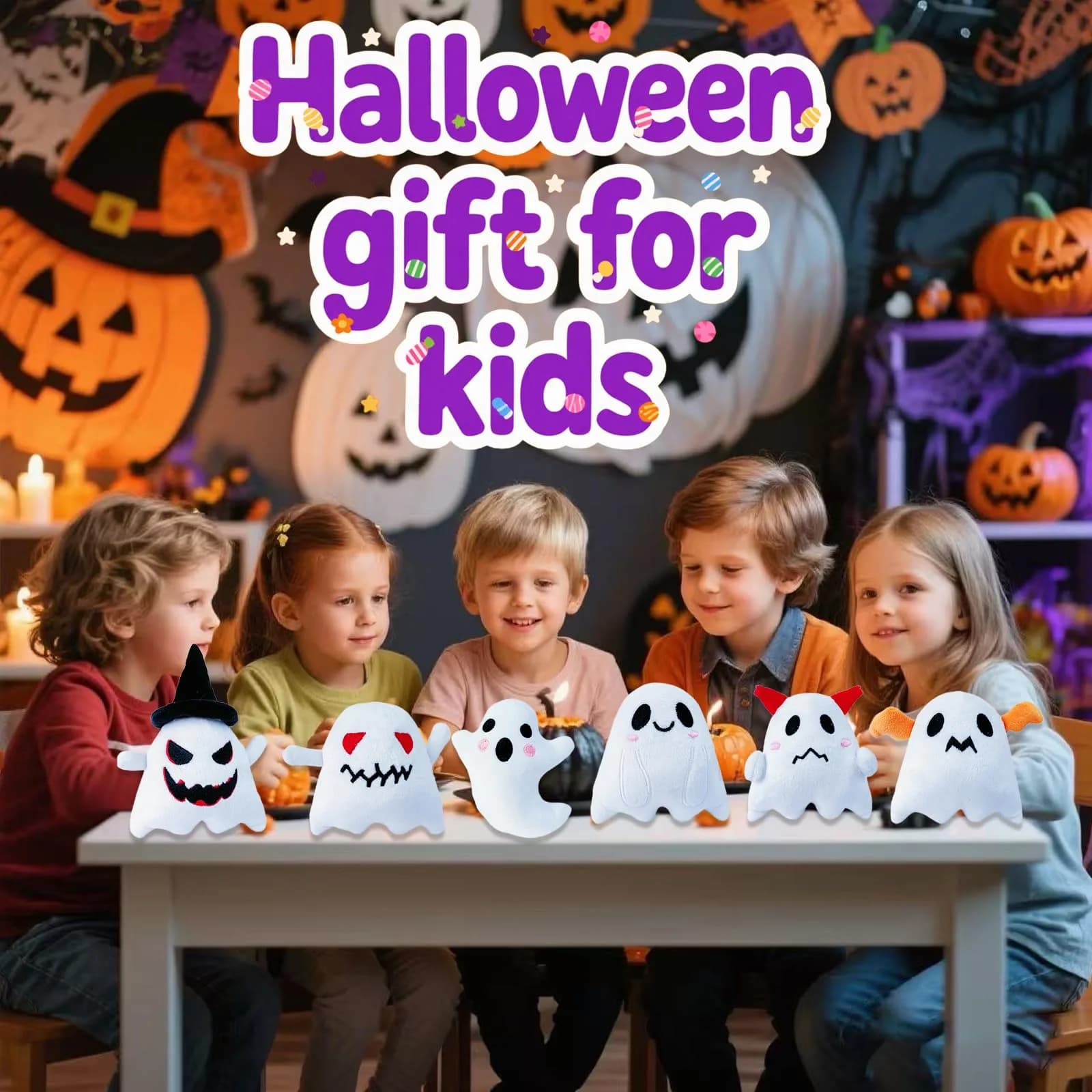 Rdogeia 18PCS Halloween Ghost Plush Toy Set | Bulk Goodie Bag Fillers for Kids thumbnail 7