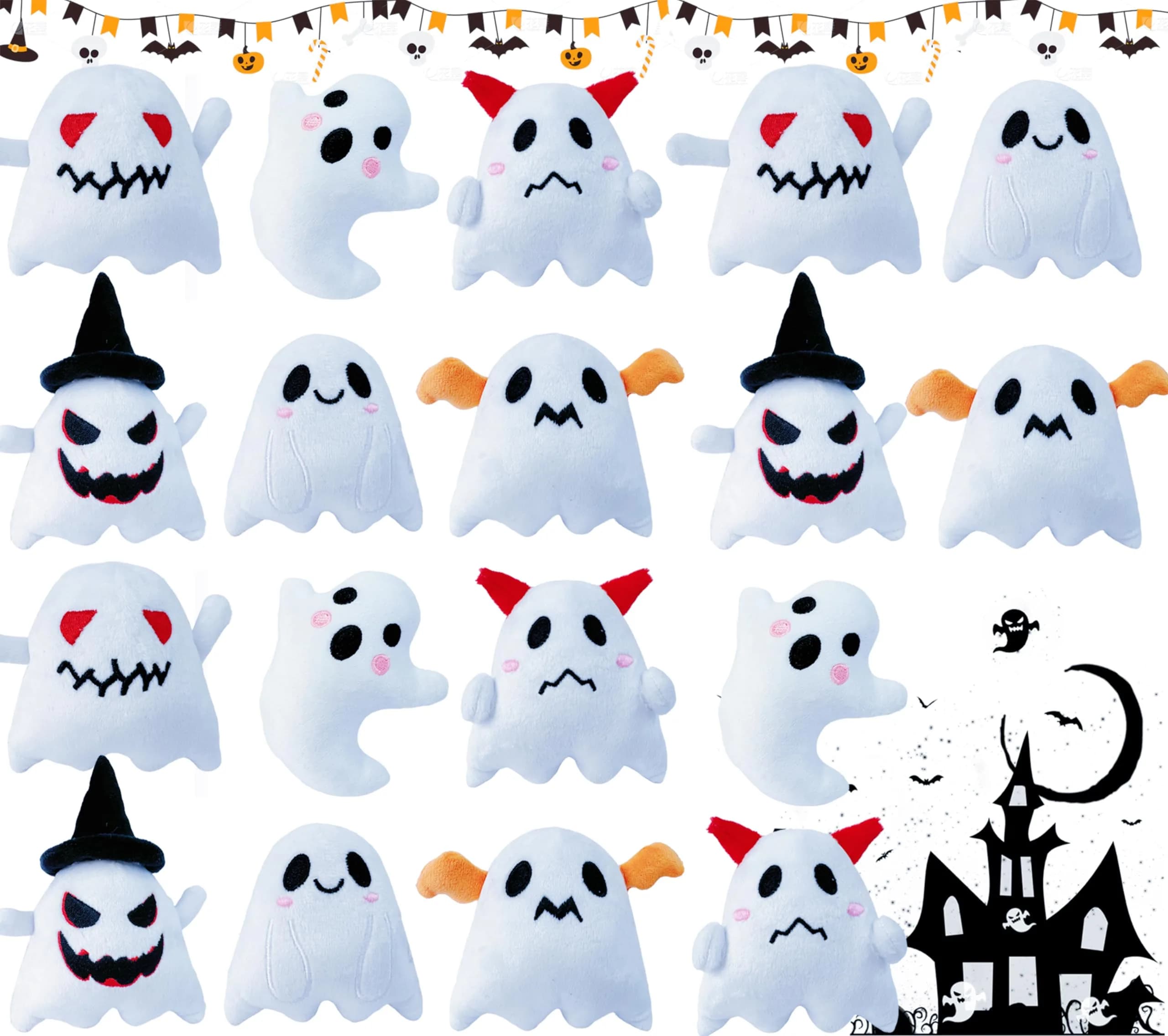 Rdogeia 18PCS Halloween Ghost Plush Toy Set | Bulk Goodie Bag Fillers for Kids thumbnail 8