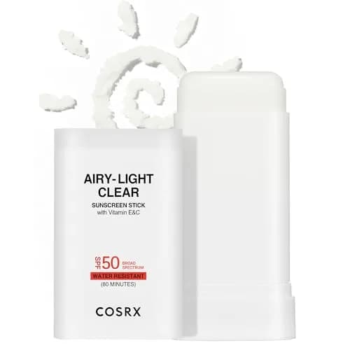 COSRX Airy-Light Clear Sunscreen Stick SPF 50 0.67 oz | Broad Spectrum UV Protection, Matte Finish, No White Cast thumbnail 1