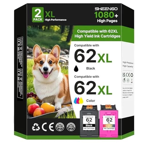 SHEENGO 62XL Ink Cartridges Black and Color | High Yield for HP Envy & OfficeJet Series thumbnail 1