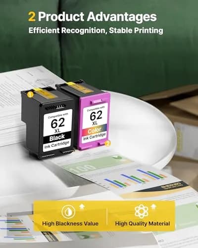 SHEENGO 62XL Ink Cartridges Black and Color | High Yield for HP Envy & OfficeJet Series thumbnail 4