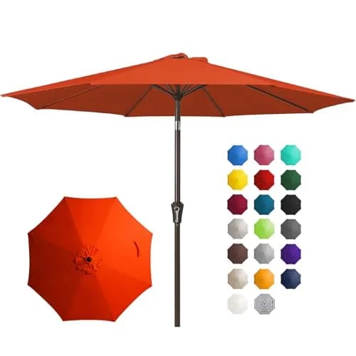 JEAREY 10 ft Outdoor Patio Umbrella w/Tilt and Crank, Orange | Waterproof UV Protection, Sturdy 8 Ribs, Wind Vent thumbnail 1