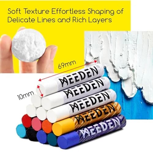 MEEDEN Soft White Oil Pastels 6 Pcs (6 Count) | Versatile Base Color for Artists & Beginners thumbnail 2