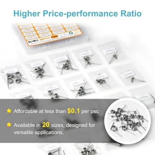 SciWil Torsion Spring Assortment Kit 80PCS | Stainless Steel for Hinge Repair & DIY thumbnail 4