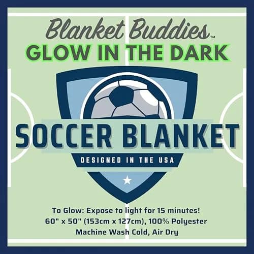 Blanket Buddies Glow in The Dark Soccer Throw Blanket 127cm x 152cm (50" x 60") | Fun Soccer Gift for Boys & Girls thumbnail 5