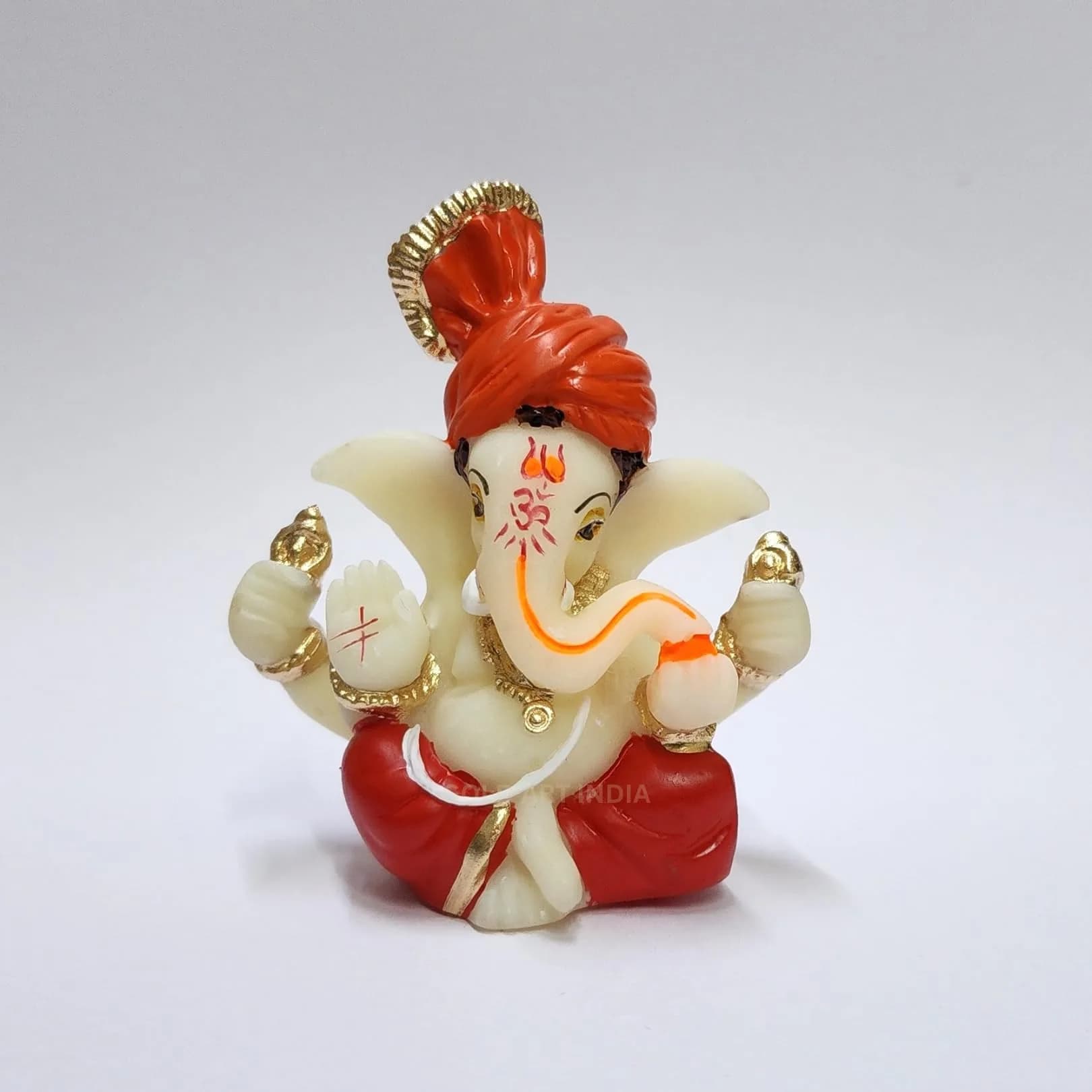 Gold Art India Lord Ganesha Idol 7.6 cm (3 x 3 x 2 inches) | Traditional Religious Polyresin Sculpture - view 6