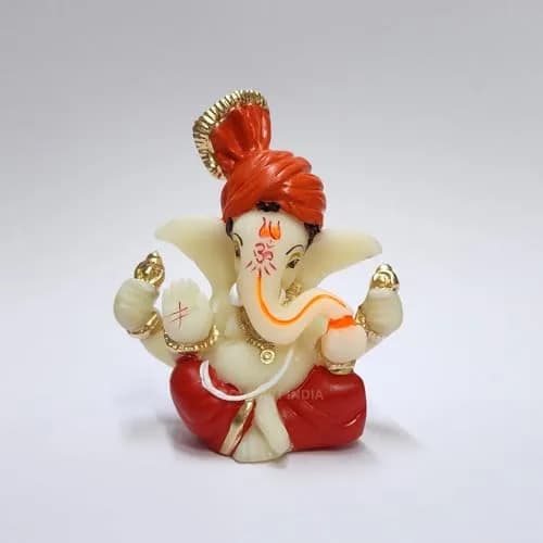 Gold Art India Lord Ganesha Idol 7.6 cm (3 x 3 x 2 inches) | Traditional Religious Polyresin Sculpture thumbnail 6
