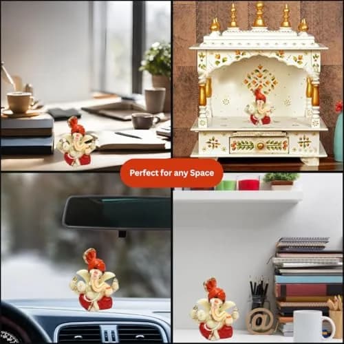 Gold Art India Lord Ganesha Idol 7.6 cm (3 x 3 x 2 inches) | Traditional Religious Polyresin Sculpture thumbnail 9