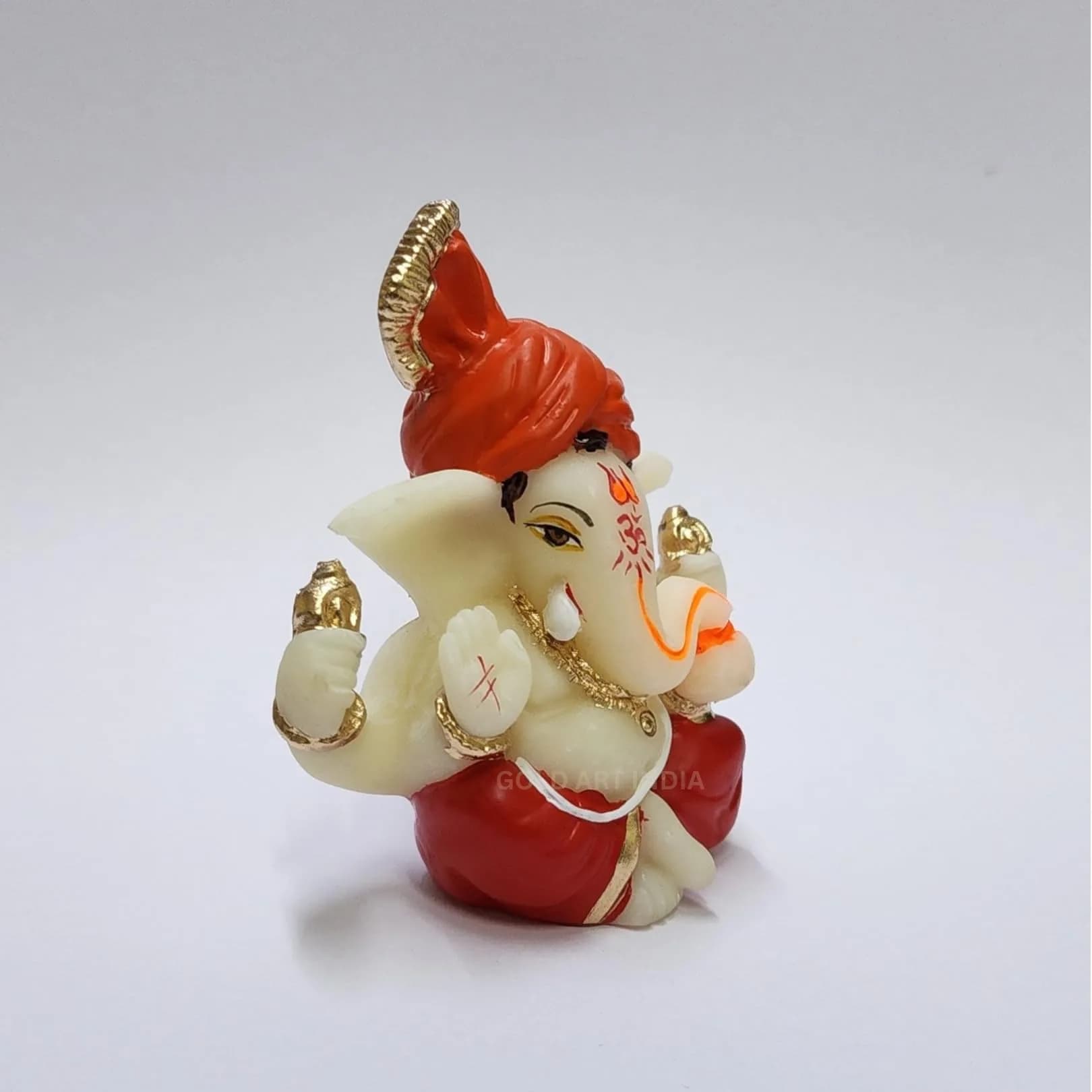 Gold Art India Lord Ganesha Idol 7.6 cm (3 x 3 x 2 inches) | Traditional Religious Polyresin Sculpture - view 3