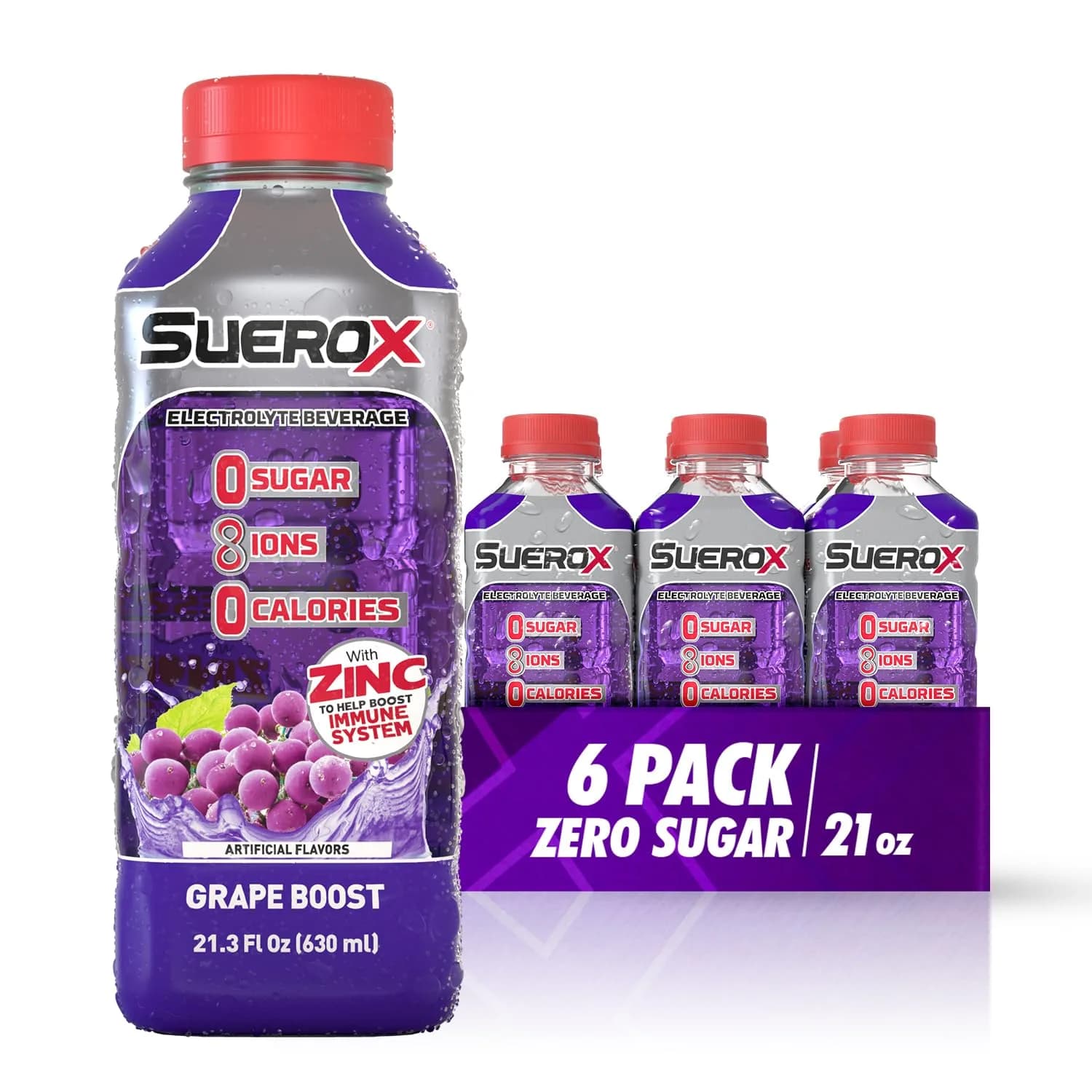 SueroX Sugar Free Electrolyte Drink, Grape Boost | Zero Sugar Hydration for Active Adults