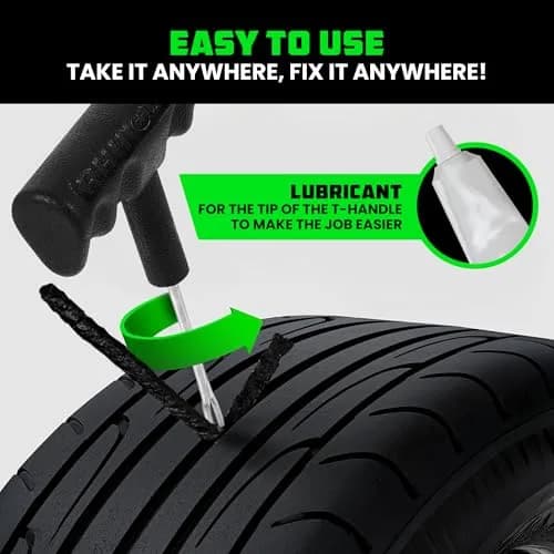 Rhino USA Compact Tire Plug Kit 14-Piece Set | Emergency Flat Tire Repair Tool for Cars, Trucks, Motorcycles thumbnail 5